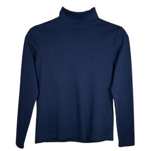 LL Bean Shirt Womens XS Blue Supima Cotton Turtleneck Mock Casual Base Layer